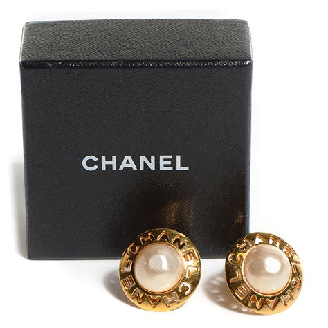 gold pearl chanel earrings|chanel gold clip on earrings.